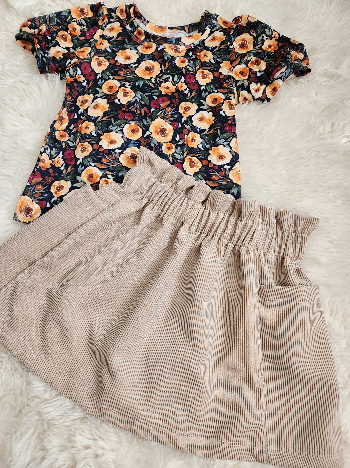 Floral top and ruffle skirt combo