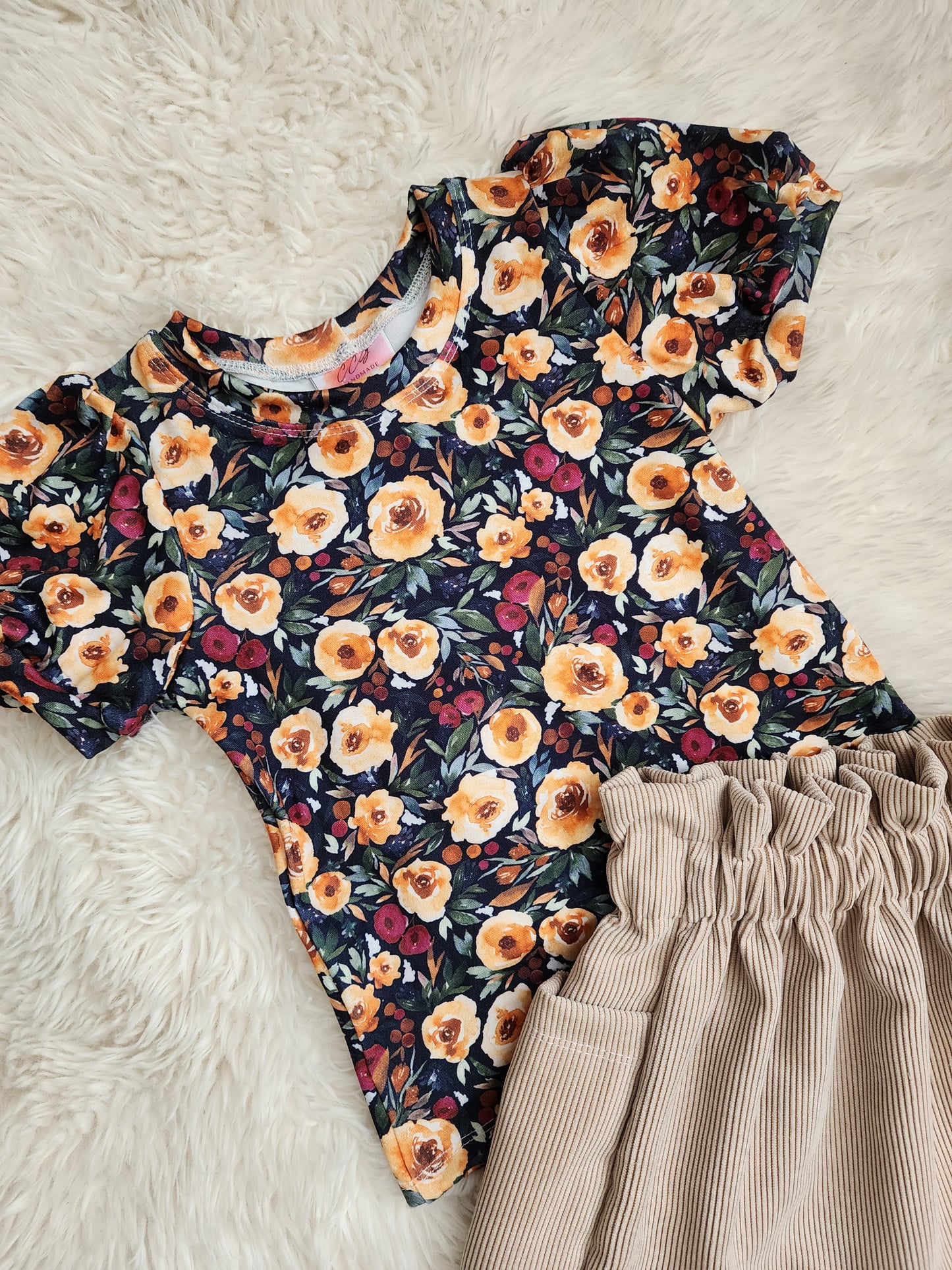 Floral top and ruffle skirt combo