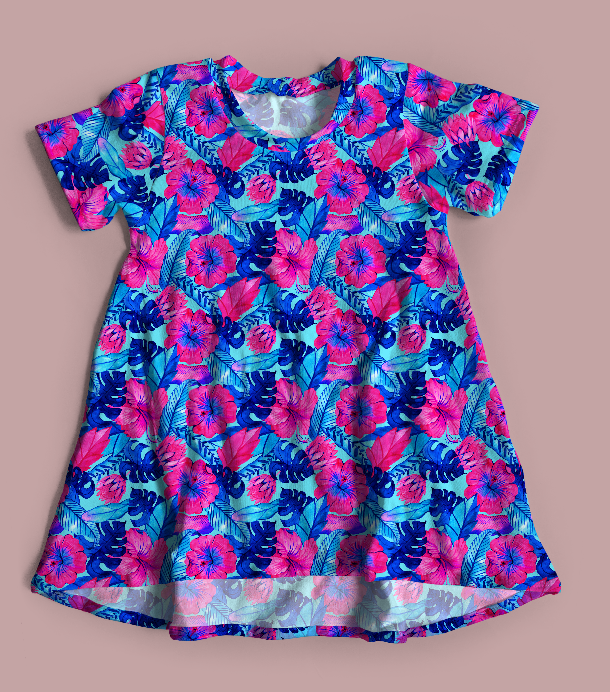 Neon Floral T-Shirt Dress