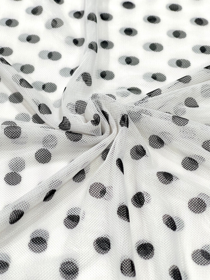 MESH-BLACK DOTS ON WHITE CARDIGAN