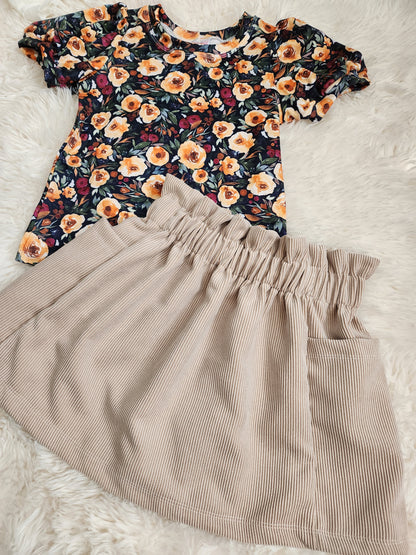 Floral top and ruffle skirt combo