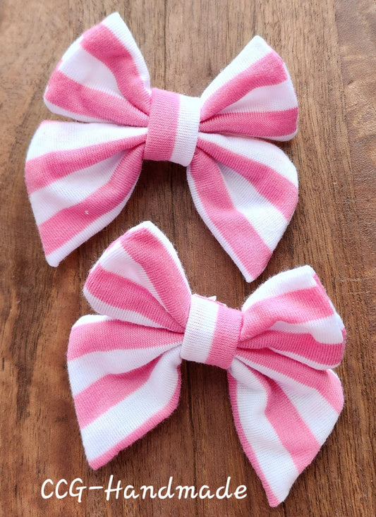 Pink and White Striped Piggie Bows