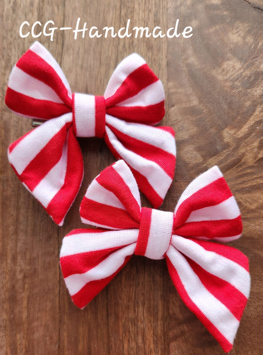 Red and White Striped Piggie Bows