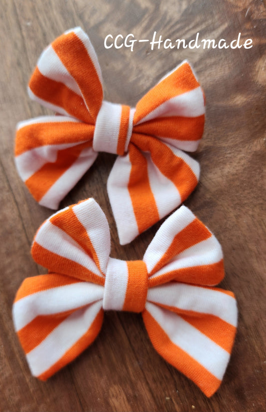 Orange and White Striped Piggie Bows