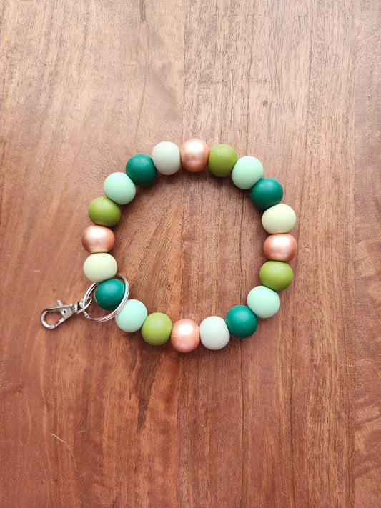 Greenie and Gold Wristlet Keychain