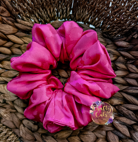 Pink leopard on satin - large scrunchie