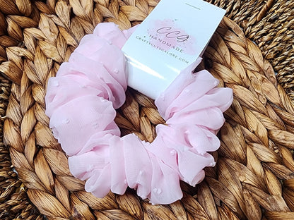 Baby pink chiffon scrunchie