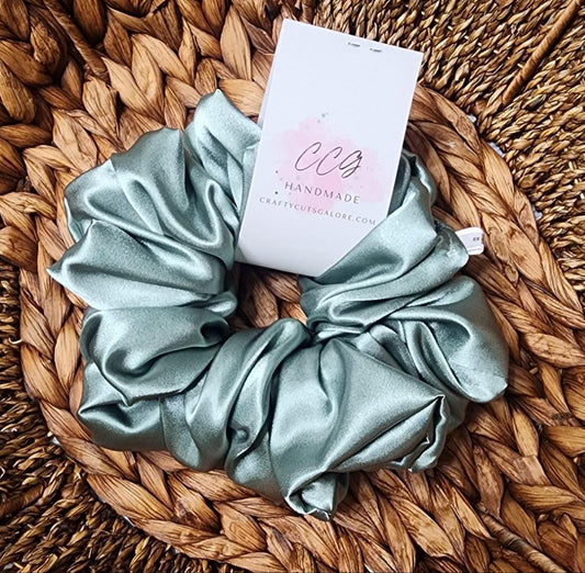 XL Deluxe Sage Satin Scrunchie