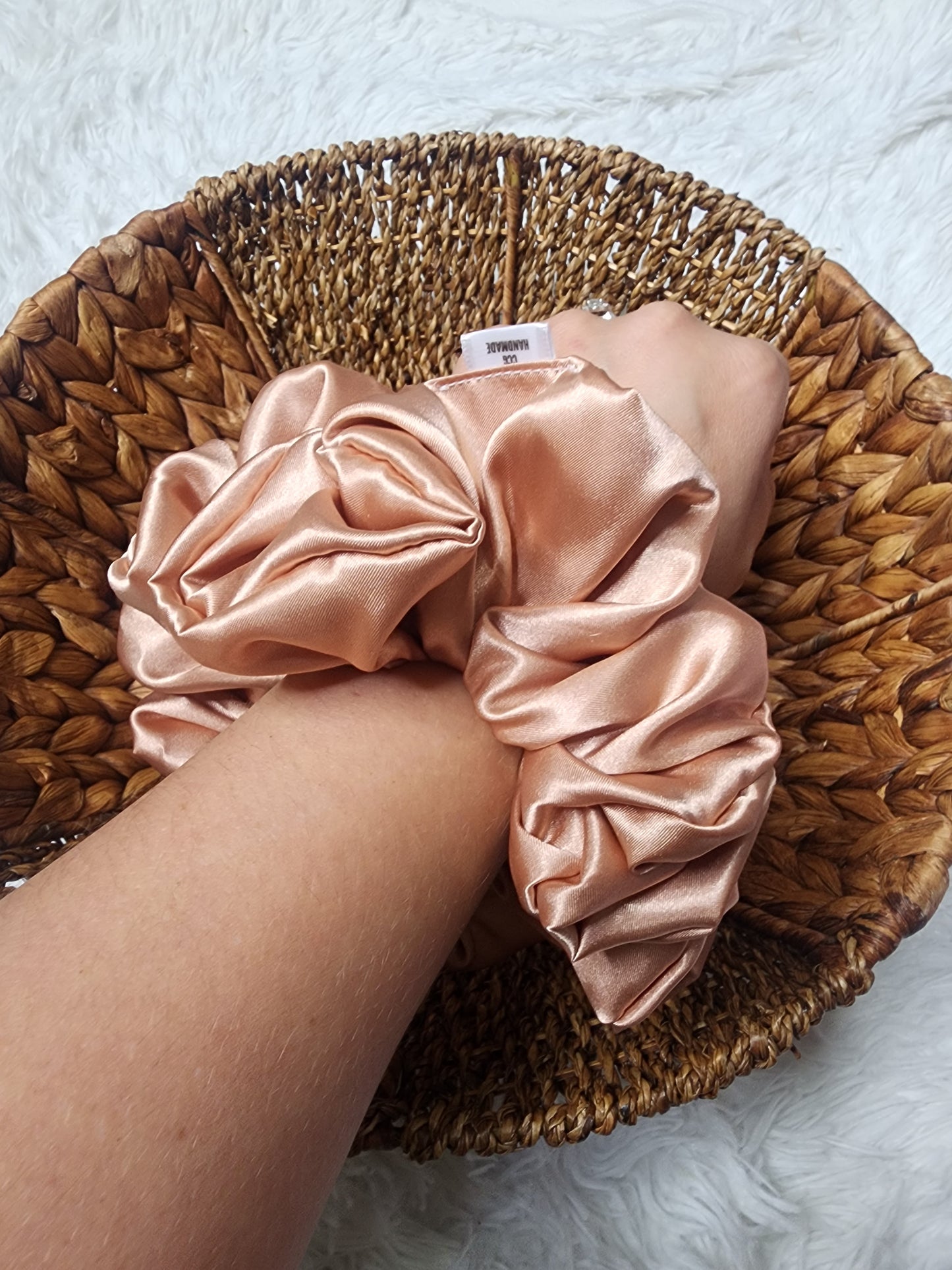 XL Deluxe Rose Gold Satin Scrunchie