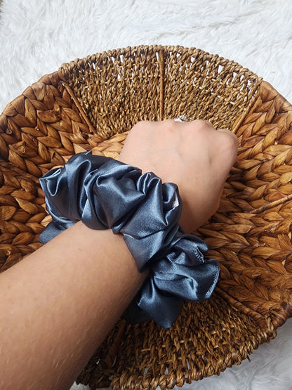 Midnight Blue Satin Scrunchie