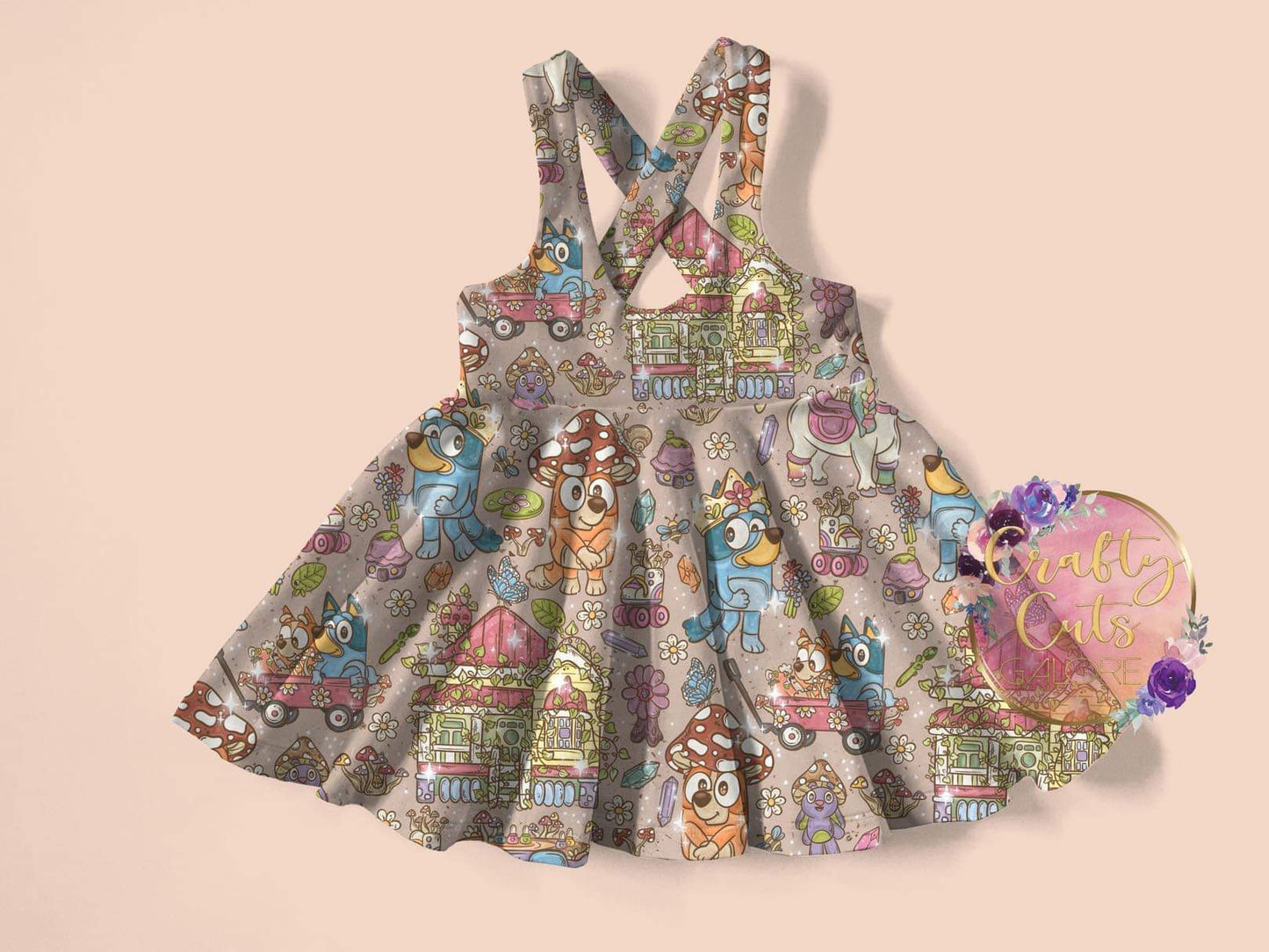 Whimsical Sister Dogs Indy Pinafore Dress